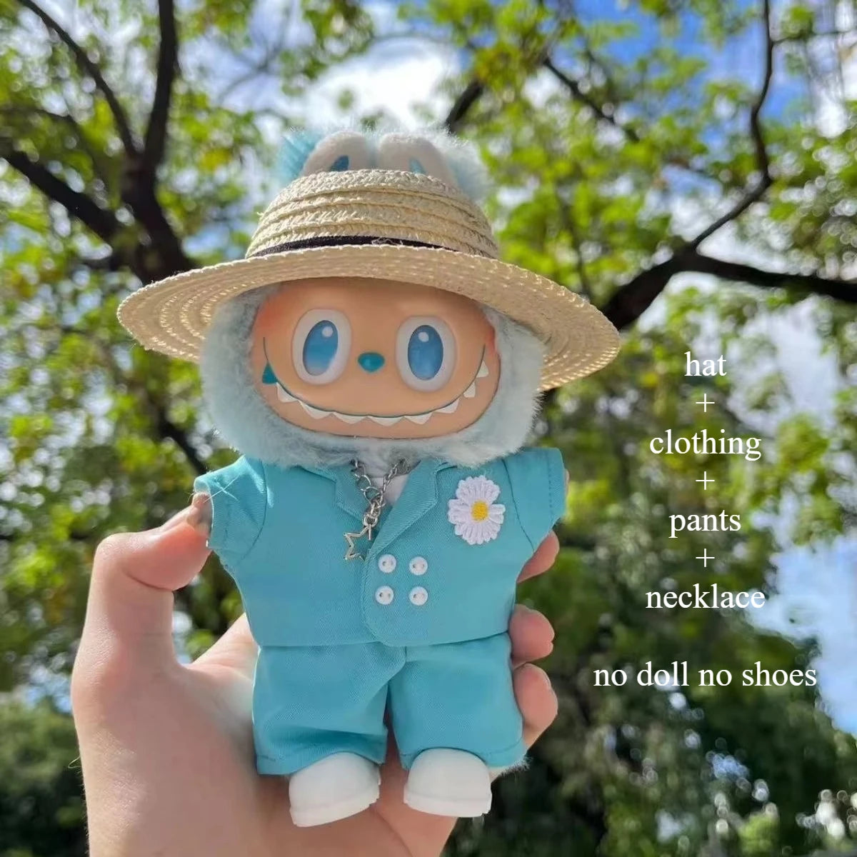 G-Dragon Labubu Baby Clothes 17cm Vinyl Plush Doll Outfit – Cute Suit Pendant for Doll Keychains