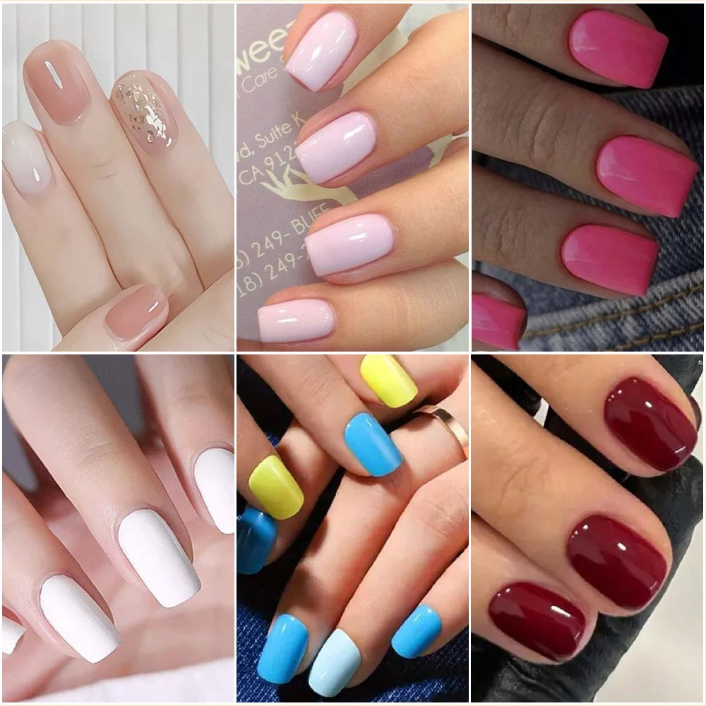 576PCS Colorful Press-On Fake Nails Set – Black & Red Oval/Square Short Full Cover Nail Tips for Salon-Style Nail Art
