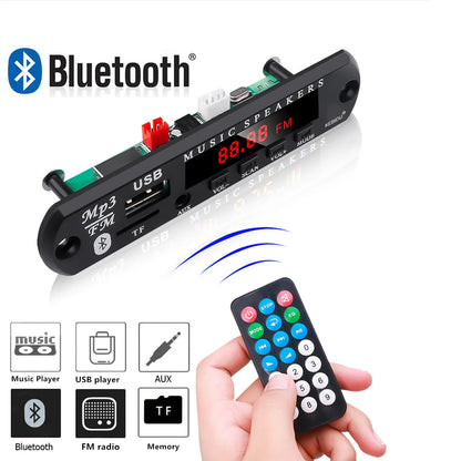 KEBIDU 9V/12V Car Radio Stereo MP3 Decoder Board - Bluetooth Wireless MP3 Player with USB, TF, and Remote Control