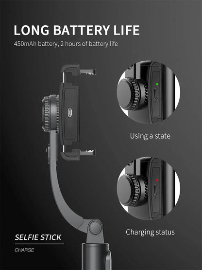 Q08 Handheld Gimbal Stabilizer with Selfie Stick & Fill Light – Bluetooth Tripod for Smartphone & Action Camera