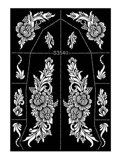 Reusable Henna Stencil Templates for Hand & Body – Floral Tattoo Stencils for Women, Weddings & Festivals Body Art Makeup Tools