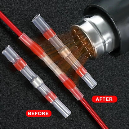 Waterproof Solder Seal Wire Connectors - Heat Shrink Tube Butt Splice Terminals for Secure Electrical Cable Connections