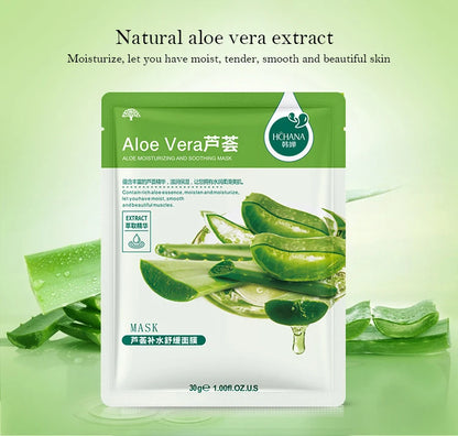 30pcs Natural Plant Facial Masks, Moisturizing & Oil Control, Anti-Aging Aloe Fruit Korean Sheet Masks for Skin Care