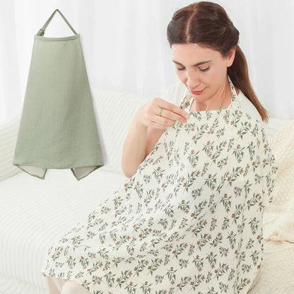 Cotton Breastfeeding Cover - Adjustable Nursing Apron Baby Feeding Privacy Blanket for Mothers and Strollers
