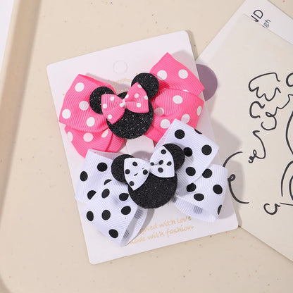 2pcs/Set Girls Polka Dot Bow Hair Clips – Cute Toddler Cartoon Hairpins, Baby Boutique Hair Accessories