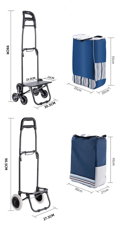 Lightweight Folding Grocery Shopping Trolley – Hand-Pull Stairs Climbing Cart for Household & Outdoor Travel
