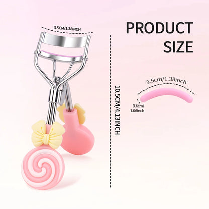 Lollipop Handle Eyelash Curler - Replaceable Adhesive Tape Lash Tool for Beginners and Easy Eye Makeup Application