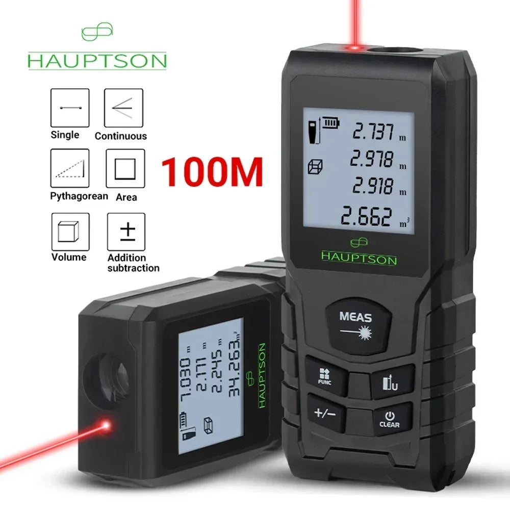 HAUPTSON 70/100M Laser Distance Meter – Digital Rangefinder Tape for Building & Construction