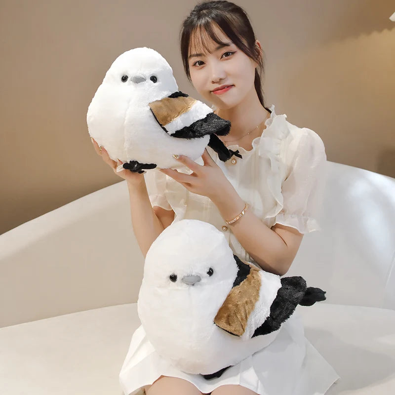 Cartoon Long-Tailed Tit Plush Toy – Cute Round Bird Stuffed Animal for Kids, Girls & Boys Gifts