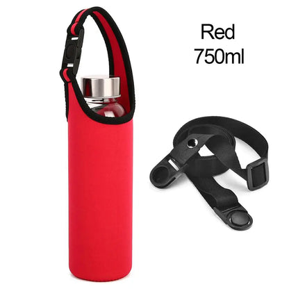 Insulated Water Bottle Carrier Bag - Adjustable Shoulder Strap Neoprene Bottle Cover Pouch for 550ml 750ml 1000ml 1500ml Bottles