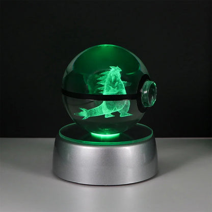 Pokémon 3D Crystal Ball LED Night Light – Pikachu Gengar Eevee Mewtwo Pokéball Base Lamp Kids Birthday & Home Decor Gift