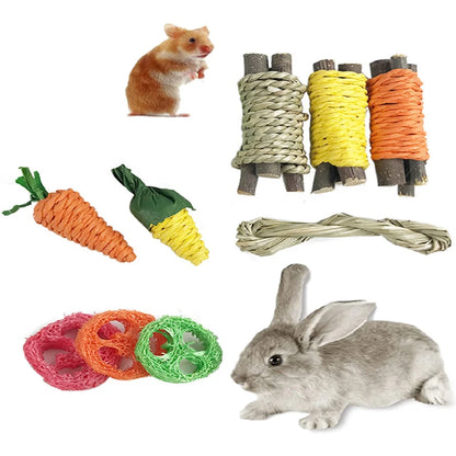 Fun Pet Rabbit Guinea Pig Dragon Cat Toy - Hamster Tooth Grinding Set for Healthy Pet Teeth - Enjoyable Pet Tooth Grinding Snacks