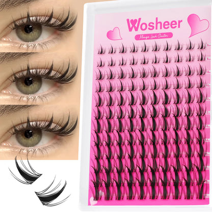 WOSHEER DIY Eyelash Cluster Kit – Faux Mink Lash Extensions with Bond, Seal & Remover for Natural Thick Individual Lashes