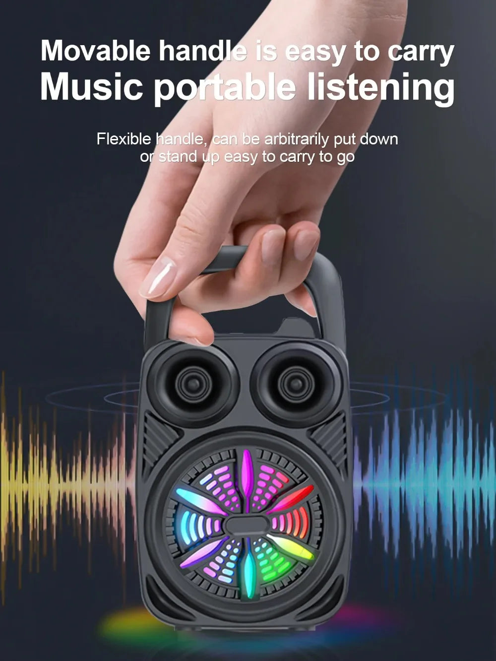500mAh Bluetooth Speaker – High-Power Sound Box with TF/U-Disk, Karaoke & Handheld Subwoofer for Dancing