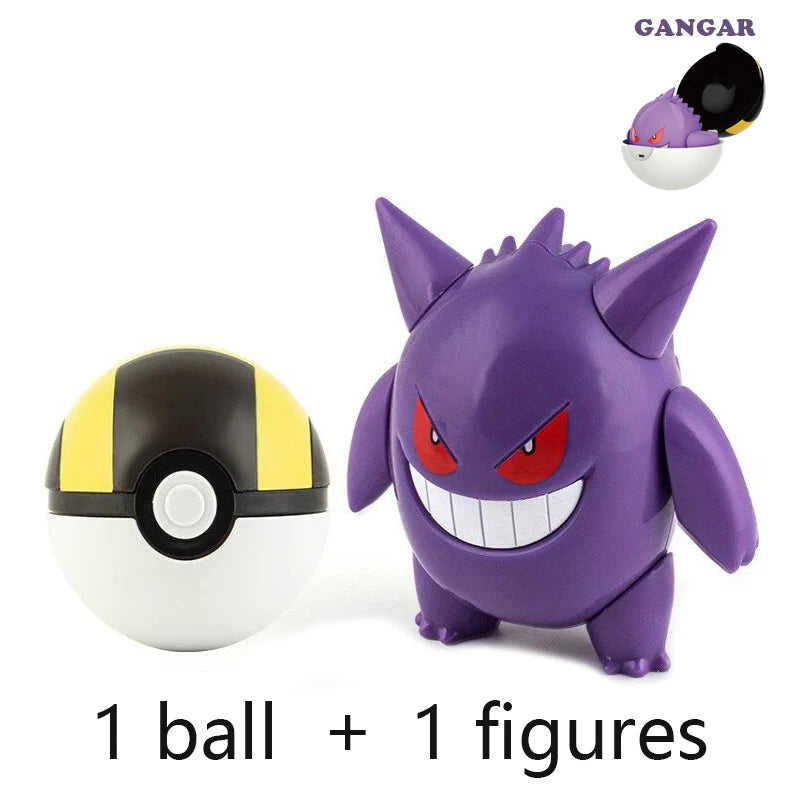 New Pokémon Action Figures – Pikachu, Charizard & Greninja Pocket Monster Poké Ball Deformation Toys for Kids Birthday Gifts