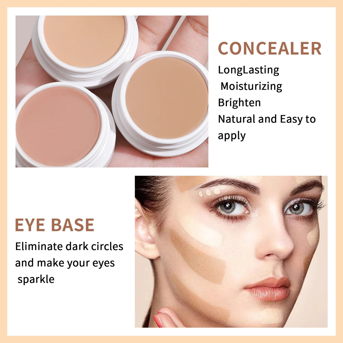 QIC Waterproof Concealer Cream - Sweatproof Full Coverage Tattoo Cover Foundation for All Skin Types