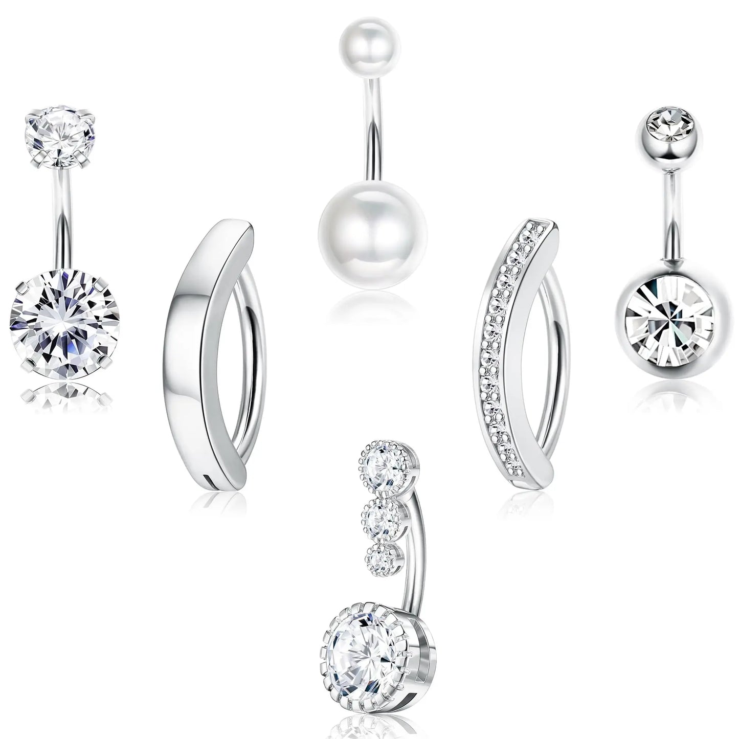 Drperfect 316L Stainless Steel Belly Button Ring – Surgical Steel Navel Piercing Jewelry for Women