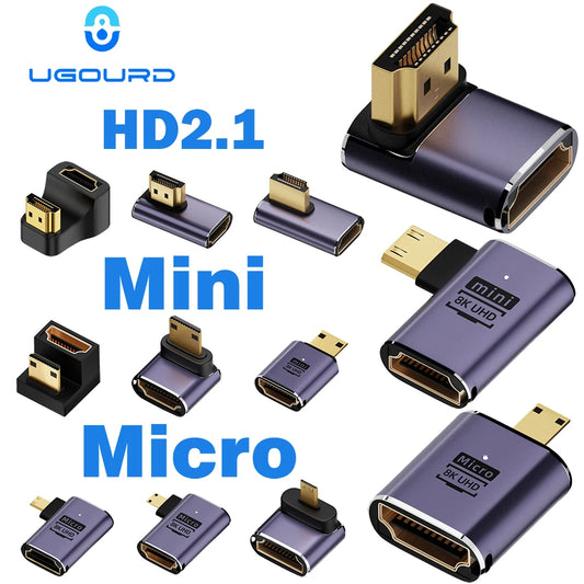 HDMI-Compatible Cable Adapter – Mini/Micro HDMI to HDMI 2.1 Converter, 48Gbps, 8K60Hz, 4K120Hz for PS4, PS5, Laptop, PC, Projector