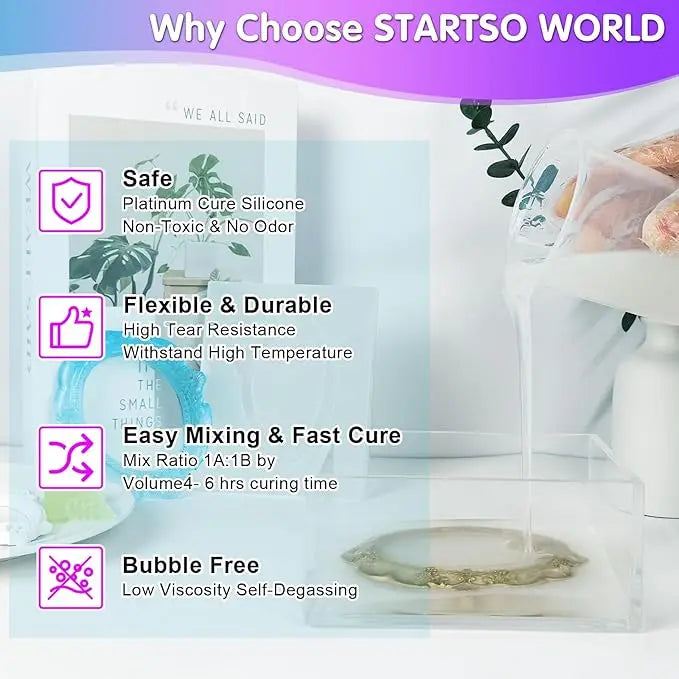 Silicone Mold Making Kit Liquid Rubber, Clear 1:1 Mix Mold Making Silicone for Craft Casting and DIY Projects