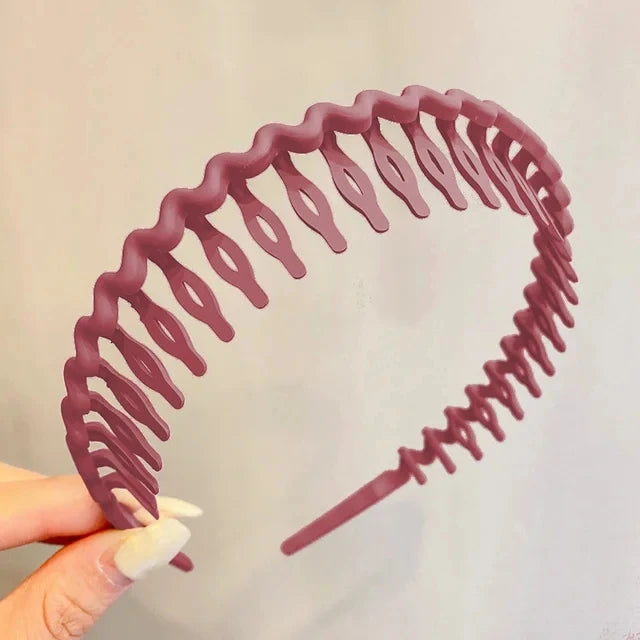Elegant Solid Color Wave Hairbands for Women – Toothed Non-slip Hair Combs, Face Wash & Sports Headbands, Hair Accessories for Girls