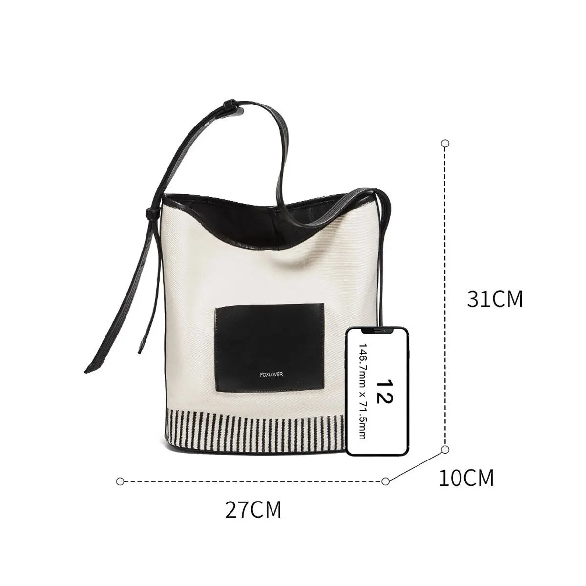 FOXER Lady Fashion PU Shoulder Bag – Large Capacity Top Handbag, Office Commuter Bag, Vegan Leather Female Composite Bucket