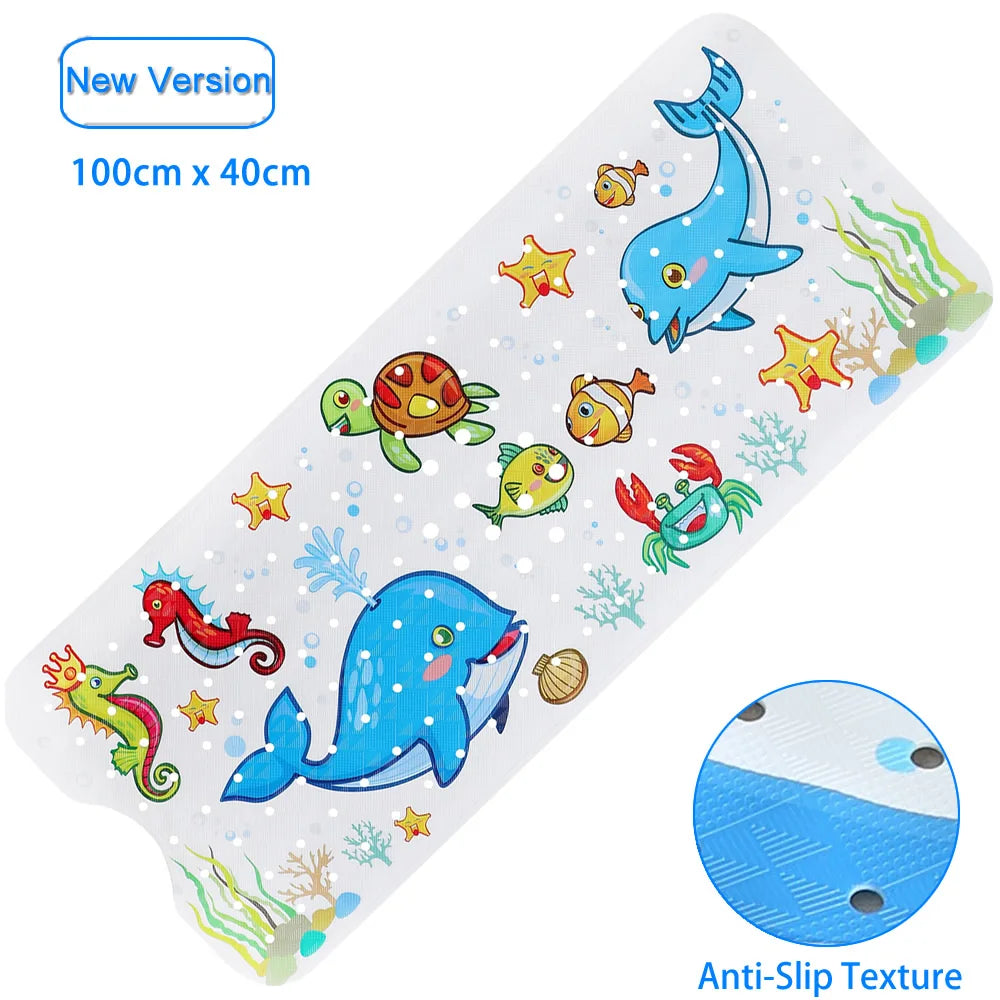 Large Cartoon PVC Bath Mat – Anti-Slip Shower & Bathtub Mat with Suction Cups, Soft Massage Pad for Kids & Elderly