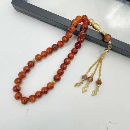 10mm 33pcs Glass Tassel Islamic Rosary Bracelet – Turkish Muslim Tasbih Prayer Beads Jewelry for Women Allah Mohammed Spiritual Gift