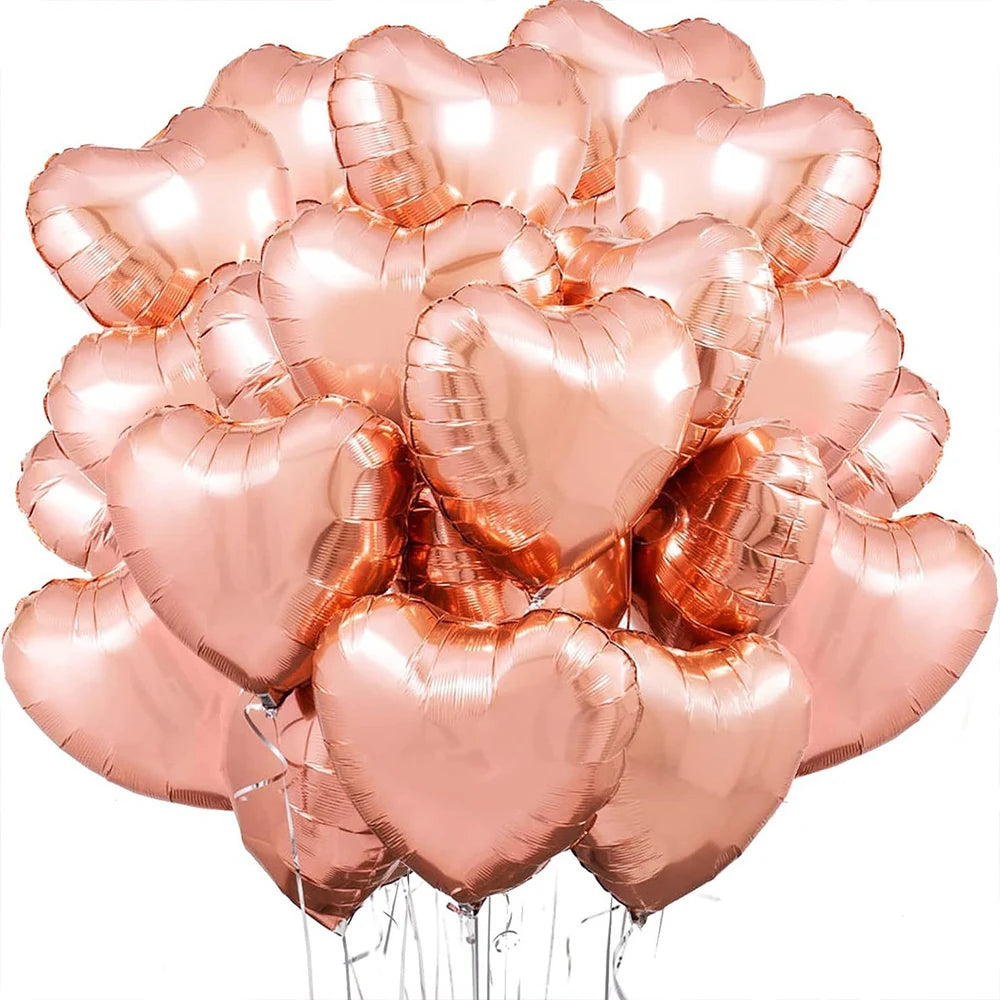 18 Inch Red Heart Foil Balloons - Love Shape Aluminum Balloons for Wedding, Birthday & Home Party Decorations