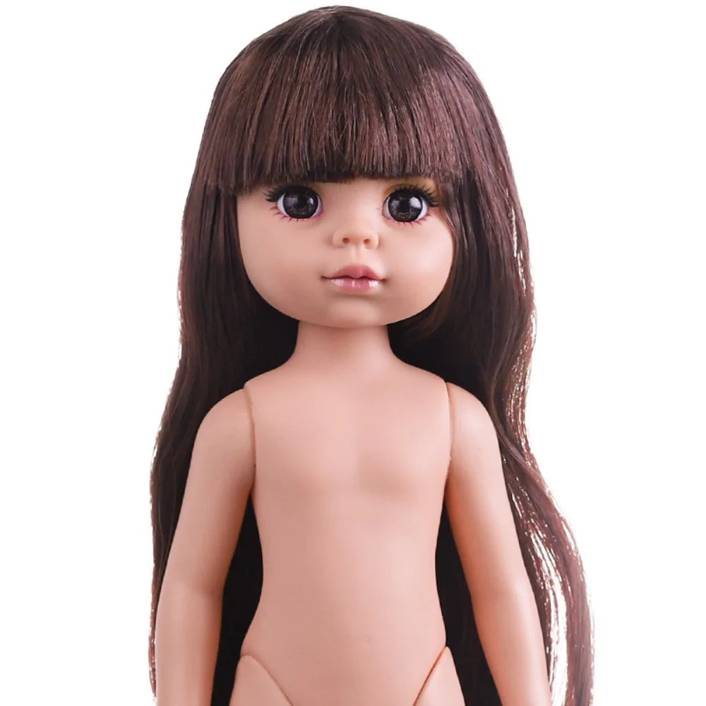 12-Inch Fashion Girl Doll - Blonde Hair, Brown Eyes & 3 Hair Colors Movable Doll Toy