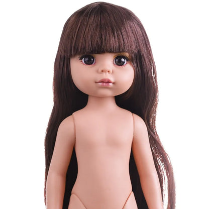 12-Inch Fashion Girl Doll - Blonde Hair, Brown Eyes & 3 Hair Colors Movable Doll Toy