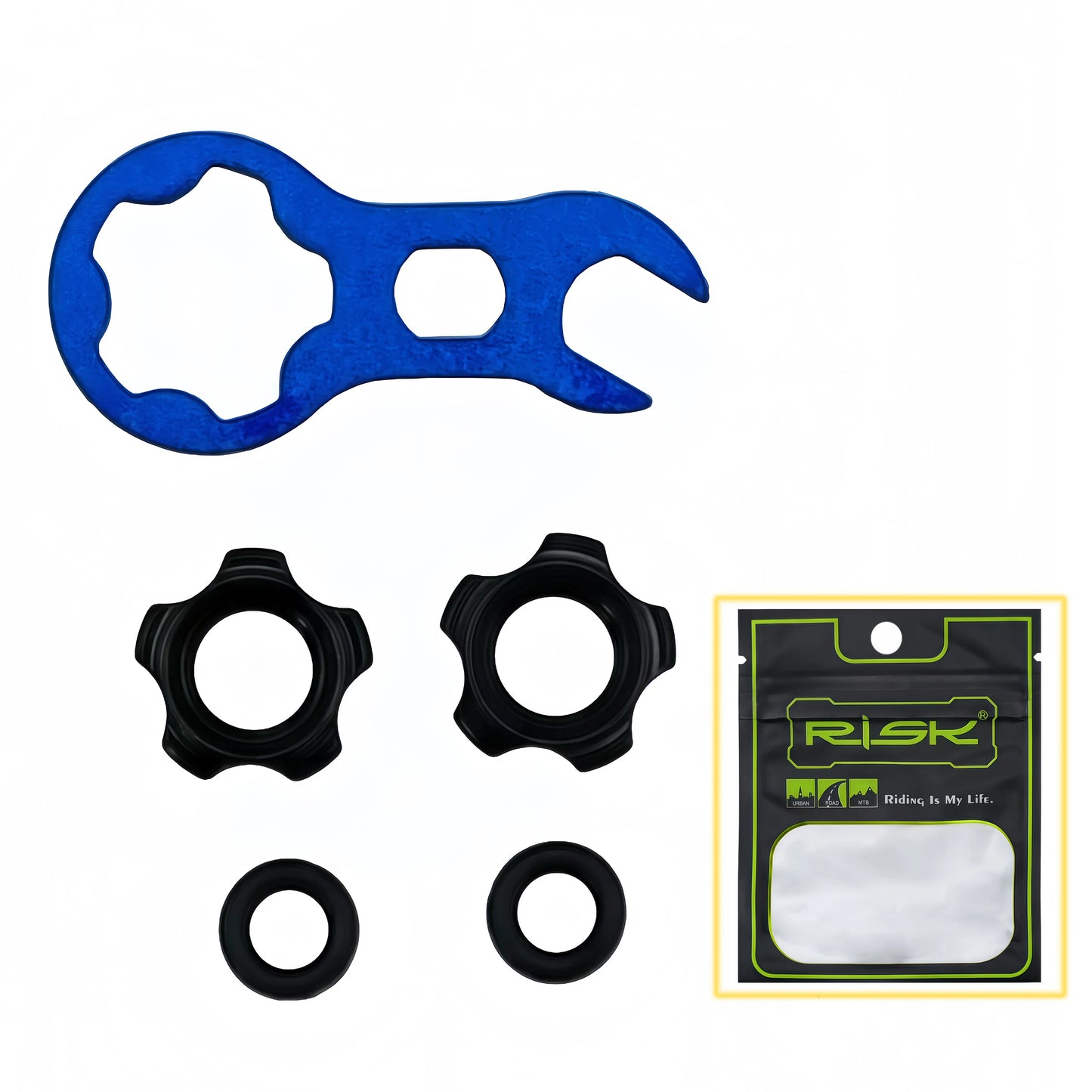 RISK MTB & Road Bike Tubeless Tire Valve Cap – Presta Valve Nut with Vacuum Lock and Installation Wrench for Mountain & Road Bikes