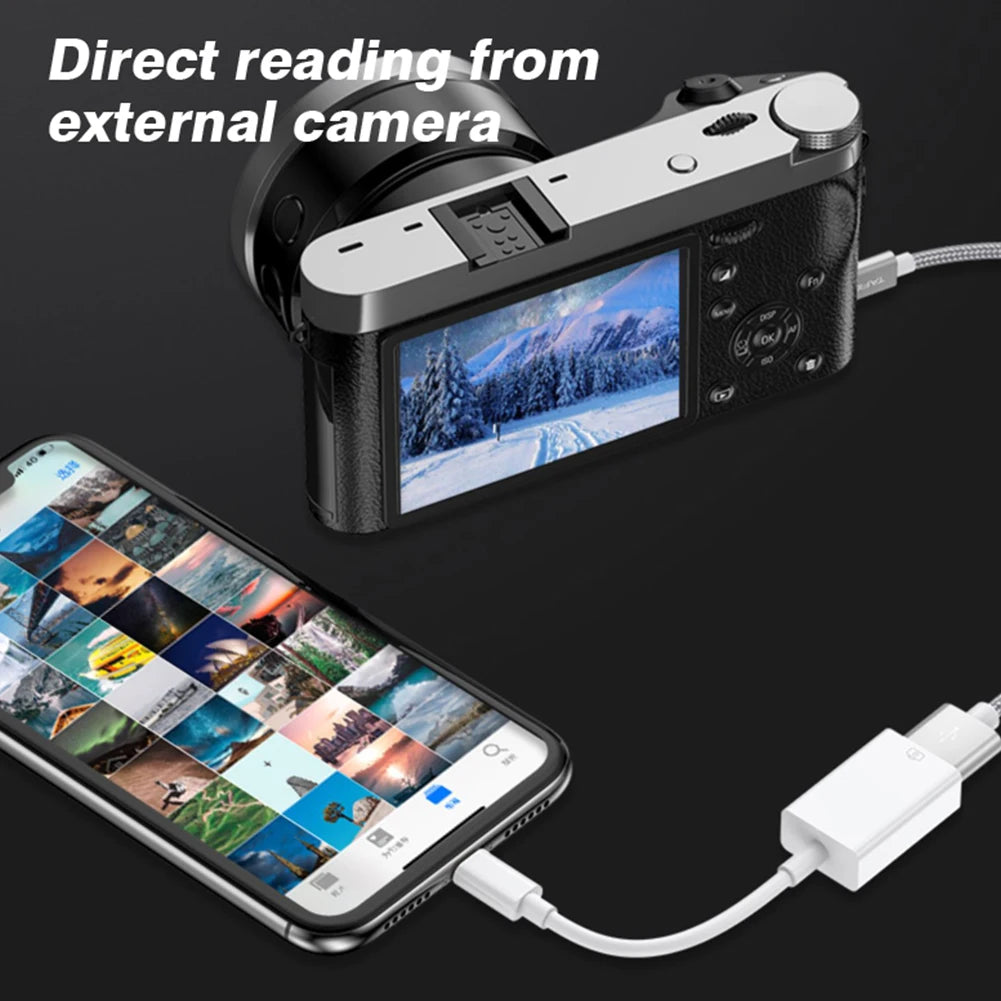 8-Pin to USB 3.0 OTG Adapter Cable – For iPhone 14/13/12/11/XR/XS/8/7 & iPad iOS 13+, Supports Mouse, Camera & Card Reader