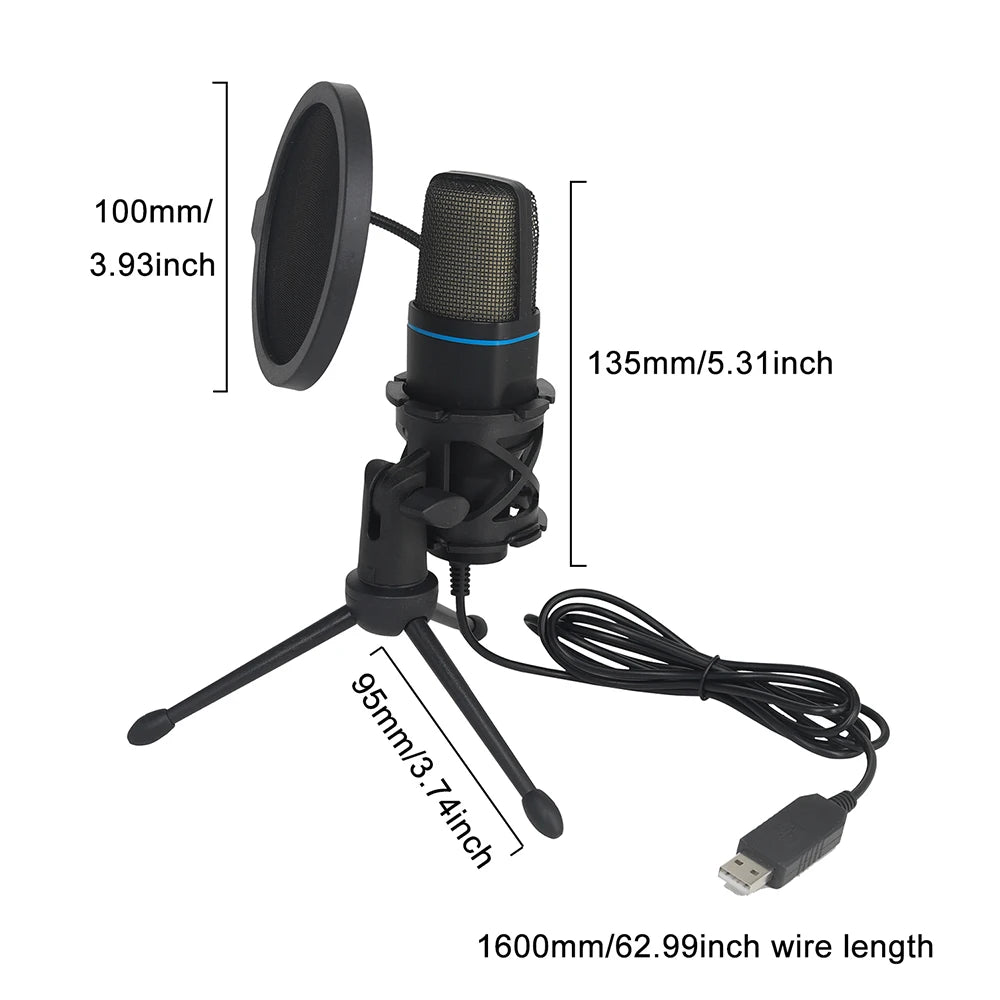 USB RGB Microphone – Condenser Gaming Mic for Podcast, Studio Recording & Streaming on Laptop/PC