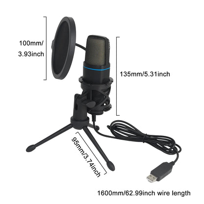 USB RGB Microphone – Condenser Gaming Mic for Podcast, Studio Recording & Streaming on Laptop/PC