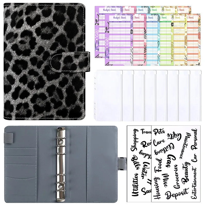 PU Leather Budget Binder with Cash Envelopes – A6 Planner Organizer, Zip Pockets for Saving Money, Small French Budget Pouch