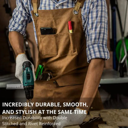 Thick Cotton Canvas Waterproof Apron - Durable Kitchen, Catering, Gardening & Commercial Waist Apron
