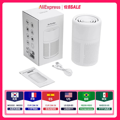 Portable Mini Air Purifier - Desktop HEPA Filter Air Cleaner for Home Office with Fresh Air and Odor Removal