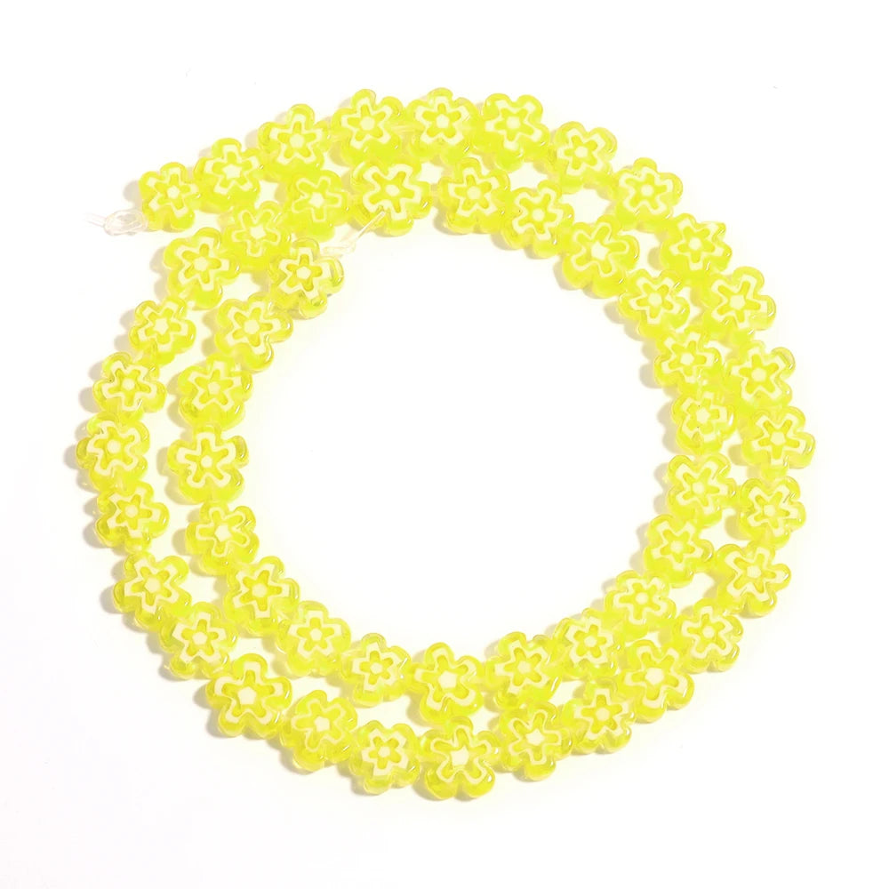 Colorful Lampwork Flower Beads - Thousand Flower Flat Plum Blossom Loose Beads for DIY Bracelet & Jewelry Crafts