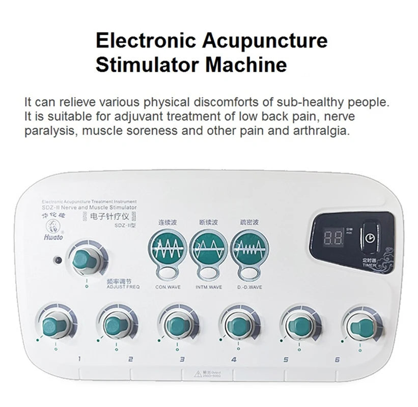 6-Channel Electric Hwato SDZ II Low-Frequency Electro Acupuncture Stimulator — Needle Treatment for Nerve & Muscle Therapy