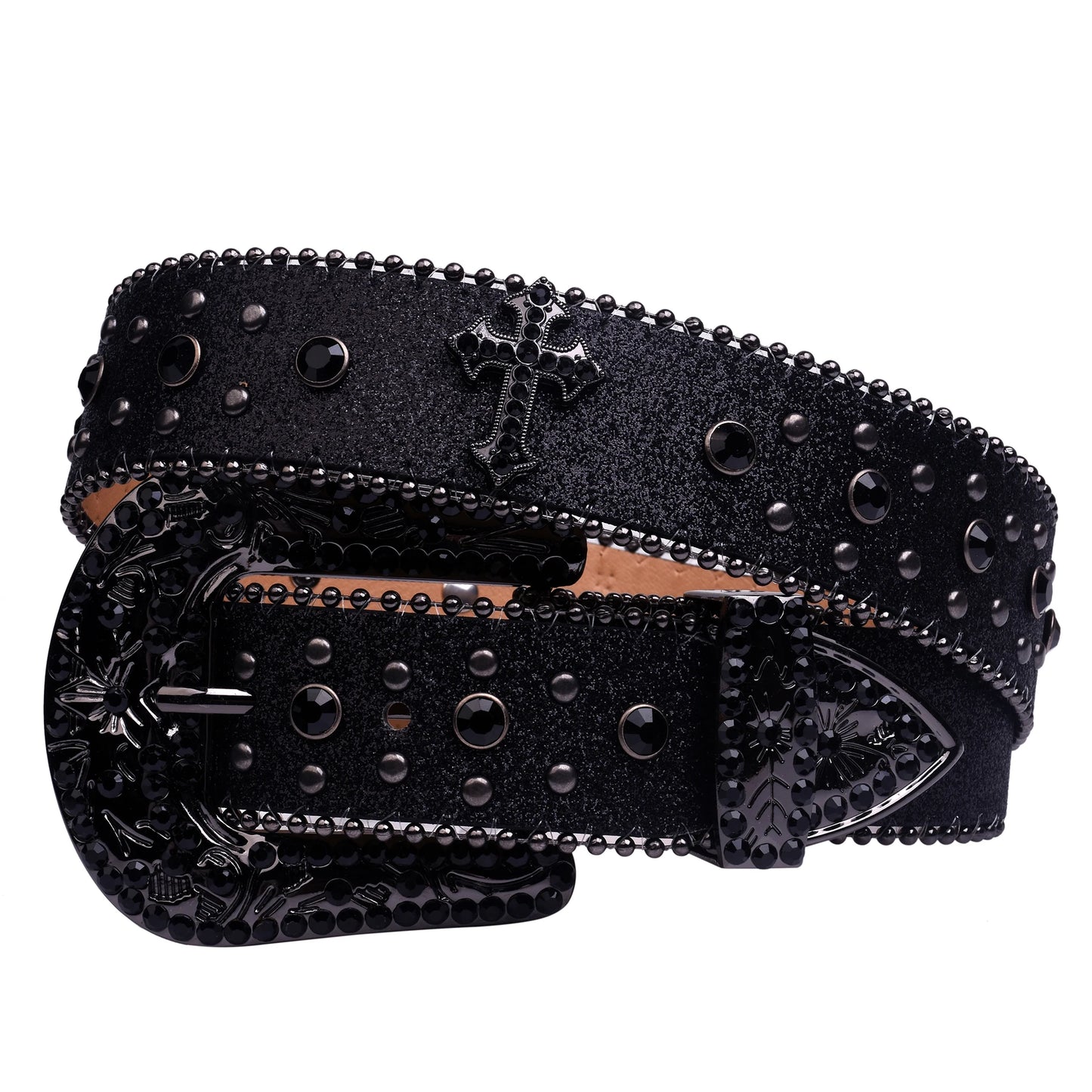 Women's Rhinestone Western Belt – Fashion Leather Cowboy Belt with Man-Made Diamonds for Jeans & Outfits