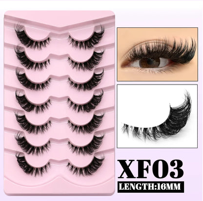GROINNEYA Cat Eye False Eyelashes – Natural Long Clear Band Winged End Faux Mink Lashes for Eye-Enhancing Makeup