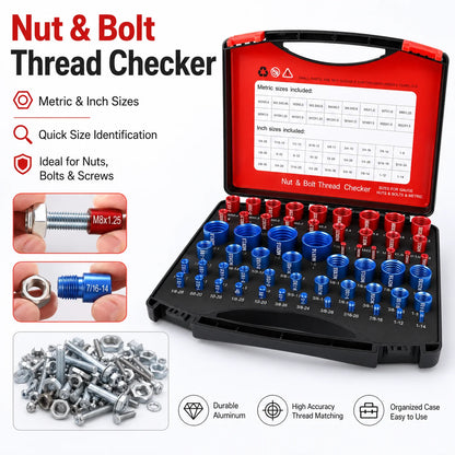 52PCS Metric & Imperial Bolt Nut Gauge Tool - Precision Thread Checker for Plumbers, Machinists & Handymen