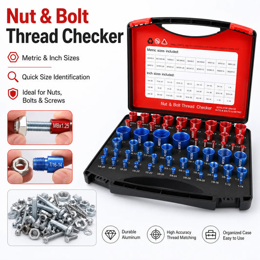 52PCS Metric & Imperial Bolt Nut Gauge Tool - Precision Thread Checker for Plumbers, Machinists & Handymen