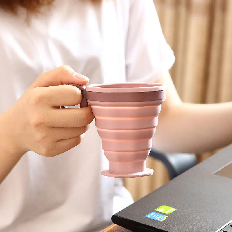 Portable Folding Coffee Cup with Lid - Travel Water Cup, Compact Outdoor Carrying and Mouthwash Cup