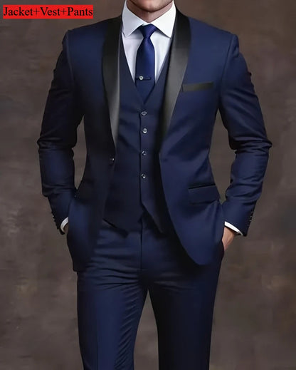 Men's Slim Fit Tuxedo Suit Set - Elegant Black Formal Suit for Weddings, Business & Special Occasions