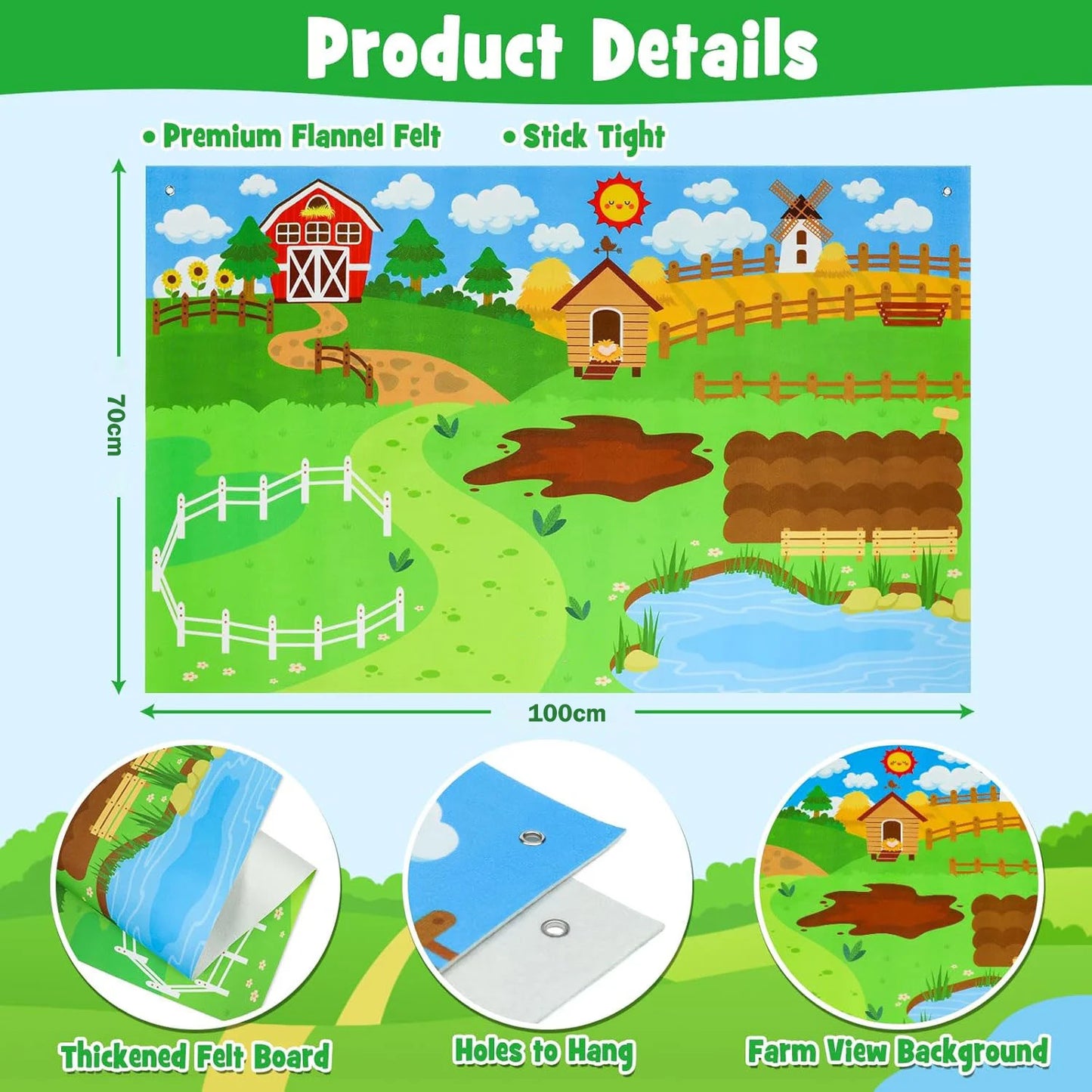 Farm Animals Felt Story Board Set – Interactive Early Learning Wall Puzzle Toys for Toddlers