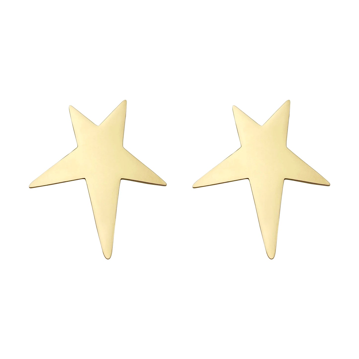 May@RZ Star-Shaped Stainless Steel Stud Earrings — 14K Gold-Plated, Fun Everyday Jewelry for Men & Women