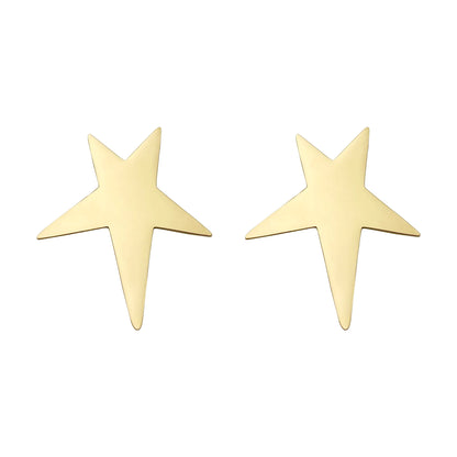 May@RZ Star-Shaped Stainless Steel Stud Earrings — 14K Gold-Plated, Fun Everyday Jewelry for Men & Women