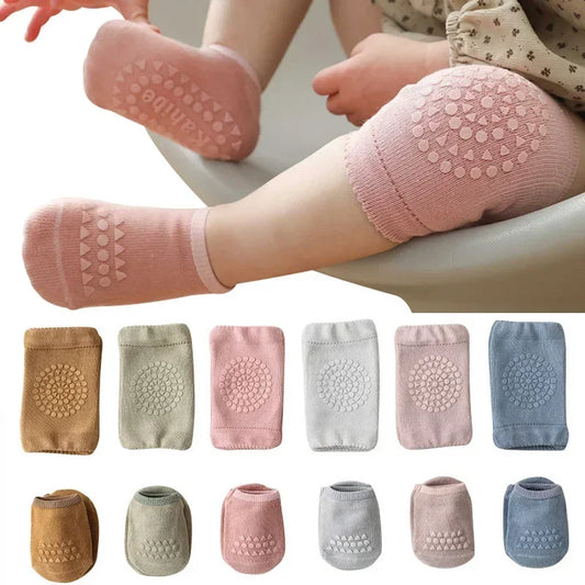 Baby Knee Pads Socks Set – Anti-Slip Crawling Safety Socks for Girls & Boys, Solid Color Leg Protector