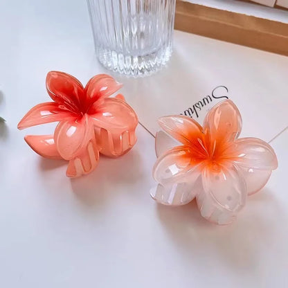 8CM Gradient Egg Flower Hair Claw Clips - Sweet Acrylic Hairpins for Women and Girls, Summer Beach Hawaiian Hair Accessories